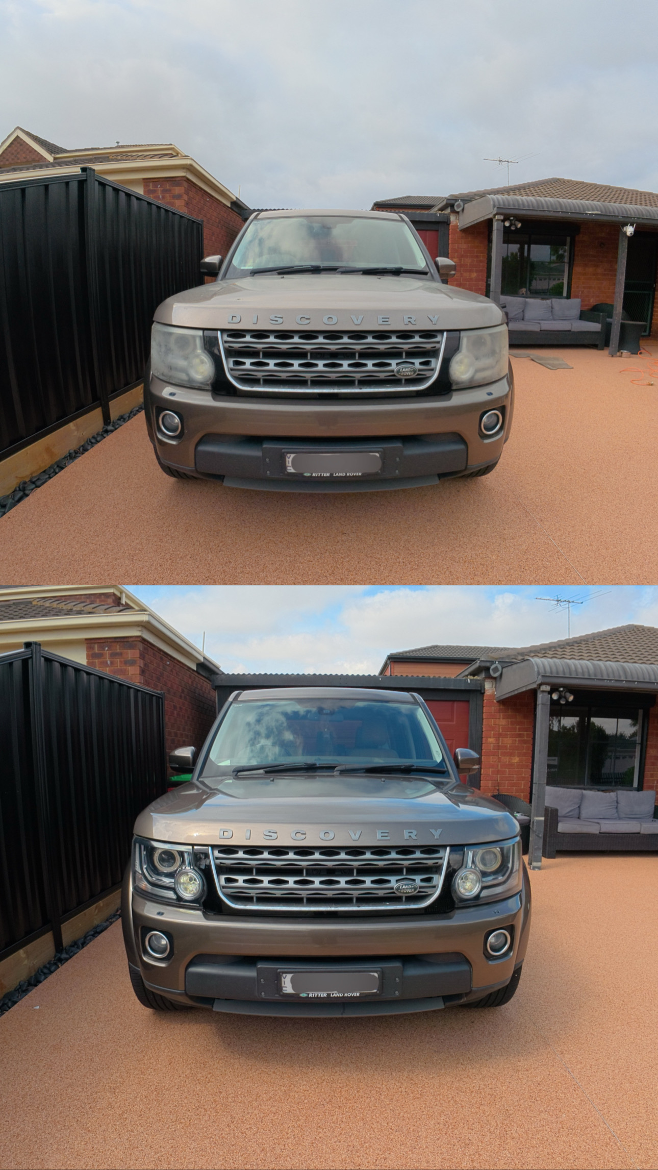 Headlight restoration before and after comparison